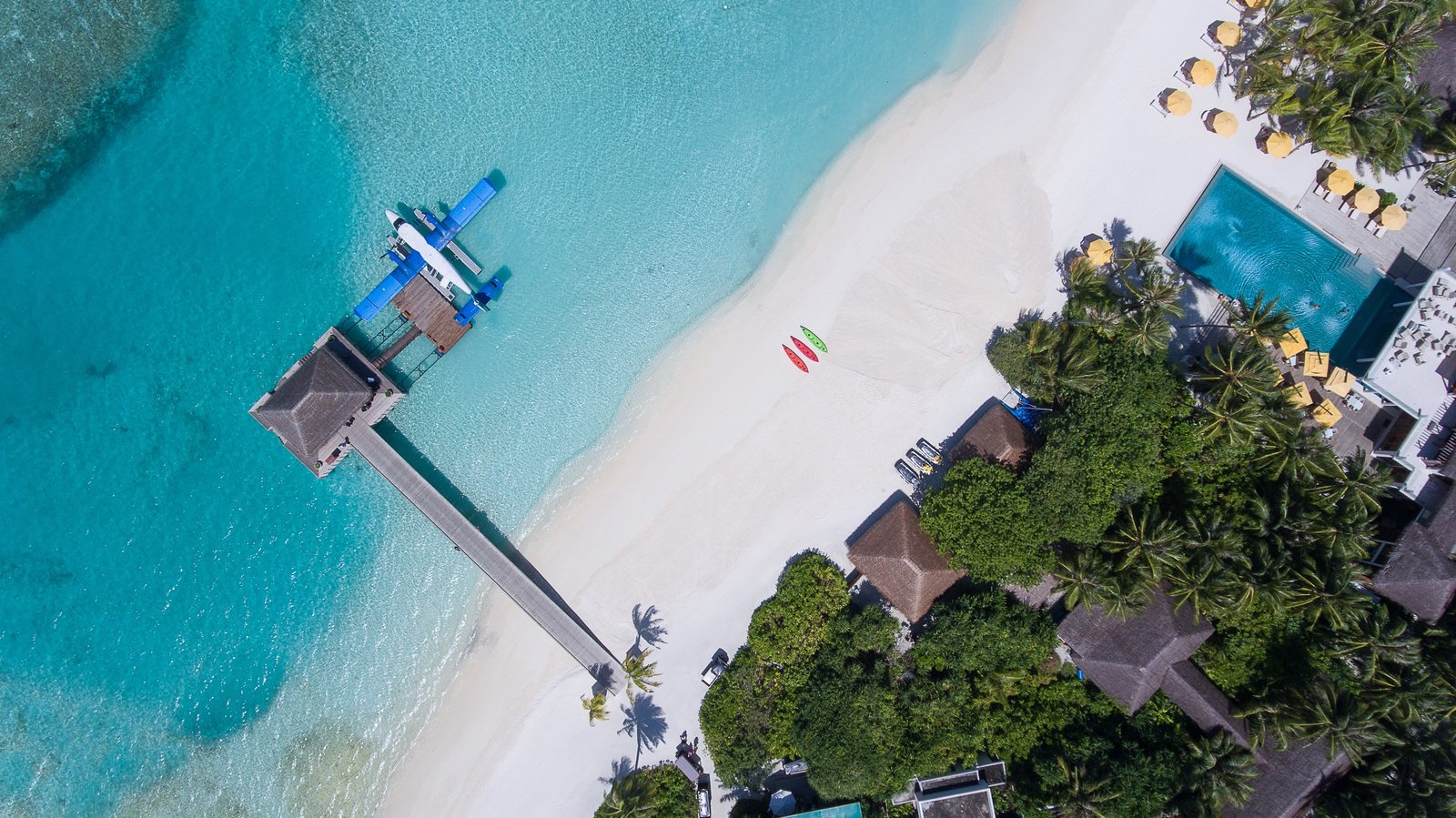 Aerial beach and lagoon getaway.